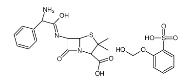 (2S,5R,6R)-6-[(2-amino-2-phenylacetyl)amino]-3,3-dimethyl-7-oxo-4-thia-1-azabicyclo[3.2.0]heptane-2-carboxylic acid,2-(hydroxymethoxy)benzenesulfonic acid结构式