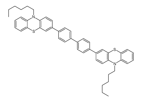 10-hexyl-3-[4-[4-(10-hexylphenothiazin-3-yl)phenyl]phenyl]phenothiazine Structure