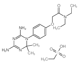 2-[4-(4,6-diamino-2,2-dimethyl-1,3,5-triazin-1-yl)phenoxy]-N,N-diethyl-acetamide; ethanesulfonic acid Structure