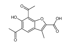 5,7-diacetyl-6-hydroxy-3-methyl-1-benzofuran-2-carboxylic acid结构式
