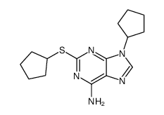 9-cyclopentyl-2-cyclopentylsulfanylpurin-6-amine结构式