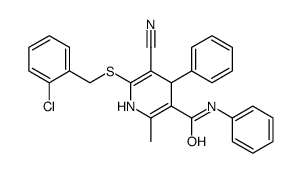 6-[(2-chlorophenyl)methylsulfanyl]-5-cyano-2-methyl-N,4-diphenyl-1,4-dihydropyridine-3-carboxamide结构式