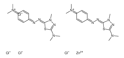 bis[5-(dimethylamino)-2-[[4-(dimethylamino)phenyl]azo]-3-methyl-1,3,4-thiadiazolium] tetrachlorozincate(2-)结构式