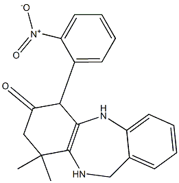 9,9-dimethyl-6-(2-nitrophenyl)-6,8,10,11-tetrahydro-5H-benzo[b][1,4]benzodiazepin-7-one Structure