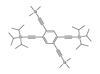 1,4-bis(triisopropylsilylacetylene)-2,5-bis(trimethylsilylacetylene)benzene结构式