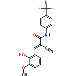 (E)-2-cyano-3-(2-hydroxy-3-methoxyphenyl)-N-[4-(trifluoromethyl)phenyl]-2-propenamide结构式