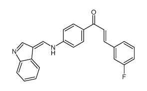 (E)-3-(3-fluorophenyl)-1-[4-[[(Z)-indol-3-ylidenemethyl]amino]phenyl]prop-2-en-1-one结构式