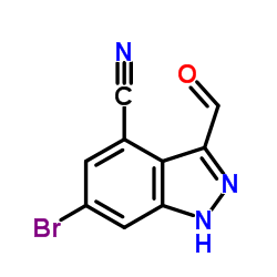 6-Bromo-4-cyano-3-(1H)indazole carboxaldehyde结构式