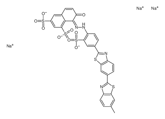 7-hydroxy-8-[[4-(6-methyl[2,6'-bibenzothiazol]-2'-yl)-2-sulphophenyl]azo]naphthalene-1,3-disulphonic acid, sodium salt structure