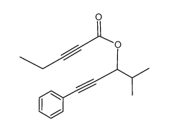 4-methyl-1-phenylpent-1-yn-3-yl pent-2-ynoate结构式