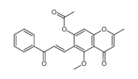 7-acetoxy-5-methoxy-2-methyl-6-<3-phenyl-3-oxoprop-1-en-1-yl>benzopyran-4(H)-one Structure