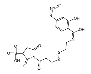 sulfosuccinimidyl 3-((2-(4-azidosalicylamido)ethyl)dithio)propionate structure