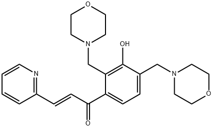 (E)-1-(3-hydroxy-2,4-bis(MorpholinoMethyl)phenyl)-3-(pyridin-2-yl)prop-2-en-1-one structure