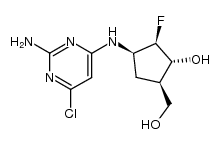 (+/-)-(1α,2β,3α,4α)-4-[(2-amino-6-chloro-4-pyrimidinyl)amino]-3-fluoro-2-hydroxycyclopentanemethanol Structure