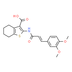 (E)-2-(3-(3,4-dimethoxyphenyl)acrylamido)-4,5,6,7-tetrahydrobenzo[b]thiophene-3-carboxylic acid structure
