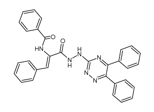 N-(3-(2-(5,6-diphenyl-1,2,4-triazin-3-yl)hydrazinyl)-3-oxo-1-phenylprop-1-en-2-yl)benzamide结构式