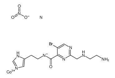 [2-[(2-aminoethylamino)methyl]-5-bromo-pyrimidine-4-carbonyl]-[2-(3H-i midazol-4-yl)ethyl]azanide, cobalt(+3) cation, dinitrate, hydrate Structure