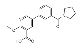 2-methoxy-5-[3-(pyrrolidine-1-carbonyl)phenyl]pyridine-3-carboxylic acid结构式