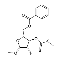 5-O-Benzoyl-2-deoxy-2-fluoro-1-O-methyl-3-O-(methylthio)thiocarbonyl-β-D-arabinofuranose结构式