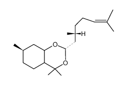 (2Ξ,4aΞ,7R,8aΞ)-2-((R)-2,6-dimethyl-hept-5-enyl)-4,4,7-trimethyl-hexahydro-benzo[1,3]dioxin Structure
