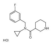 N-cyclopropyl-N-[(3-fluorophenyl)methyl]piperidine-3-carboxamide,hydrochloride Structure