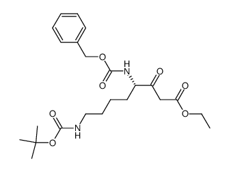 (S)-4-Benzyloxycarbonylamino-8-tert-butoxycarbonylamino-3-oxo-octanoic acid ethyl ester Structure