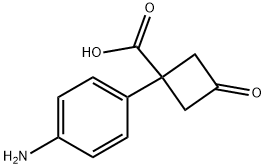 1-(4-Aminophenyl)-3-oxocyclobutane-1-carboxylic acid structure