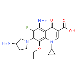 3-Quinolinecarboxylic acid,5-amino-7-(3-amino-1-pyrrolidinyl)-1-cyclopropyl-8-ethoxy-6-fluoro-1,4-dihydro-4-oxo-结构式