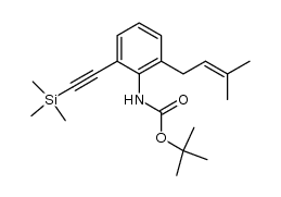 tert-butyl (2-(3-methylbut-2-en-1-yl)-6-((trimethylsilyl)ethynyl)phenyl)carbamate Structure