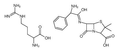 6-(2-amino-2-phenylacetamido)-3,3-dimethyl-7-oxo-4-thia-1-azabicyclo[3.2.0]heptane-2-carboxylic acid, compound with L-arginine结构式