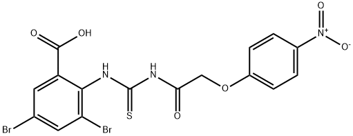 3,5-dibromo-2-[[[[(4-nitrophenoxy)acetyl]amino]thioxomethyl]amino]-benzoic acid结构式