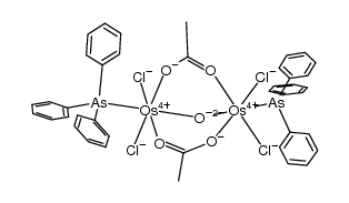 [Os(IV)2(μ-O)(μ-acetato)2Cl4(triphenylarsine)2]结构式