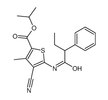 propan-2-yl 4-cyano-3-methyl-5-(2-phenylbutanoylamino)thiophene-2-carboxylate结构式