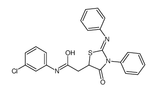 N-(3-chlorophenyl)-2-(4-oxo-3-phenyl-2-phenylimino-1,3-thiazolidin-5-yl)acetamide结构式