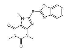 8-(1,3-benzoxazol-2-ylsulfanyl)-1,3,7-trimethylpurine-2,6-dione结构式