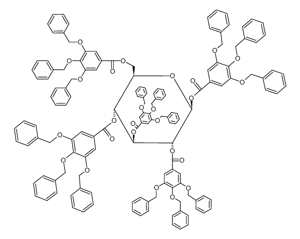 β-D-glucopyranose-1,2,3,4,6-pentakis[3,4,5-tris(phenylmethoxy)benzoate]结构式