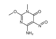 6-amino-2-methoxy-3-methyl-5-nitrosopyrimidin-4-one结构式