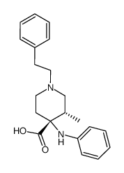 cis-4-anilino-3-methyl-1-phenethylpiperidine-4-carboxylic acid结构式