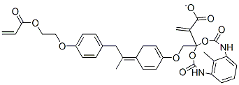 (methyl-1,3-phenylene)bis[iminocarbonyloxy-2,1-ethanediyloxy-4,1-phenylene(1-methylethylidene)-4,1-phenyleneoxy-2,1-ethanediyl] diacrylate structure