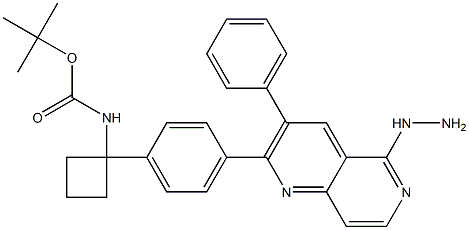 tert-butyl 1-(4-(5-hydrazinyl-3-phenyl-1,6-naphthyridin-2-yl)phenyl)cyclobutylcarbamate结构式