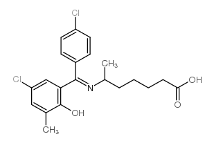 Heptanoic acid, 6-(((5-chloro-2-hydroxy-3-methylphenyl)(4-chlorophenyl )methylene)amino)-结构式