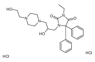 1-(4-(2-Hydroxyethyl)-1-piperazine-2-propanolo)-3-ethyl-5,5-diphenylhy dantoin 2HCl hydrate结构式