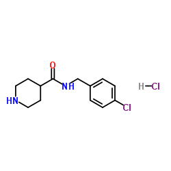 N-(4-Chlorobenzyl)-4-piperidinecarboxamide hydrochloride (1:1)结构式