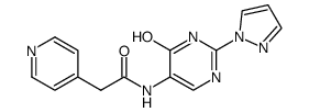 N-(4-hydroxy-2-(1H-pyrazol-1-yl)pyrimidin-5-yl)-2-(pyridin-4-yl)acetamide结构式