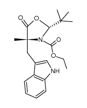 (2R,4R)-2-(tert-Butyl)-3-(ethoxycarbonyl)-4-(indol-3-yl-methyl)-4-methyl-1,3-oxazolidin-5-one Structure