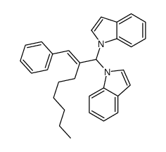 1,1'-[2-(Phenylmethylene)octylidene]bis(1H-indole)结构式