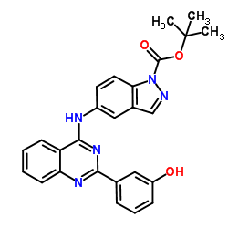 5-((2-(3-羟基苯基)喹唑啉-4-基)氨基)-1H-吲唑-1-羧酸叔丁酯结构式