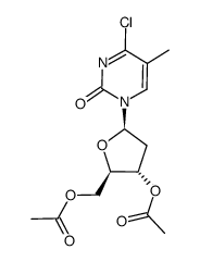 1-(2-Deoxy-3,5-di-O-acetyl-β-D-ribofuranosyl)-4-chloro-5-methyl-2(1H)-pyrimidinone结构式