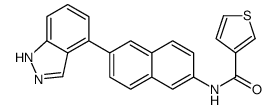 N-[6-(1H-吲唑-4-基)-2-萘]-3-噻吩羧酰胺结构式