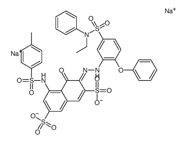 disodium 3-[[5-[(ethylphenylamino)sulphonyl]-2-phenoxyphenyl]azo]-4-hydroxy-5-[[(p-tolyl)sulphonyl]amino]naphthalene-2,7-disulphonate Structure